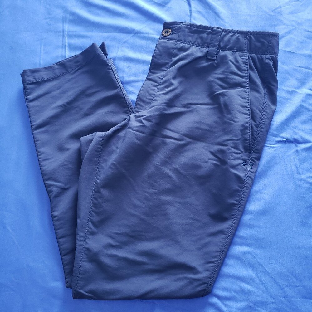 Under Armour Pants Mens 34X30 Blue Nylon Chino Golf Performance Stretch Preppy